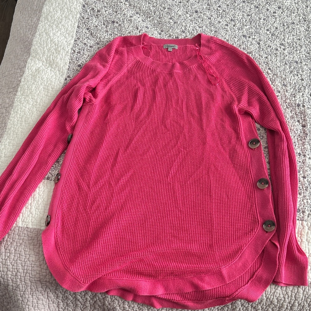 Kismet Fuchsia Button-Accent Women's Sweater